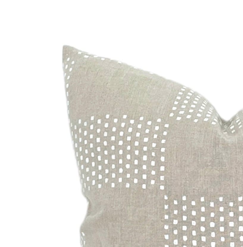 Designer Vidhani White on Natural Pillow Cover