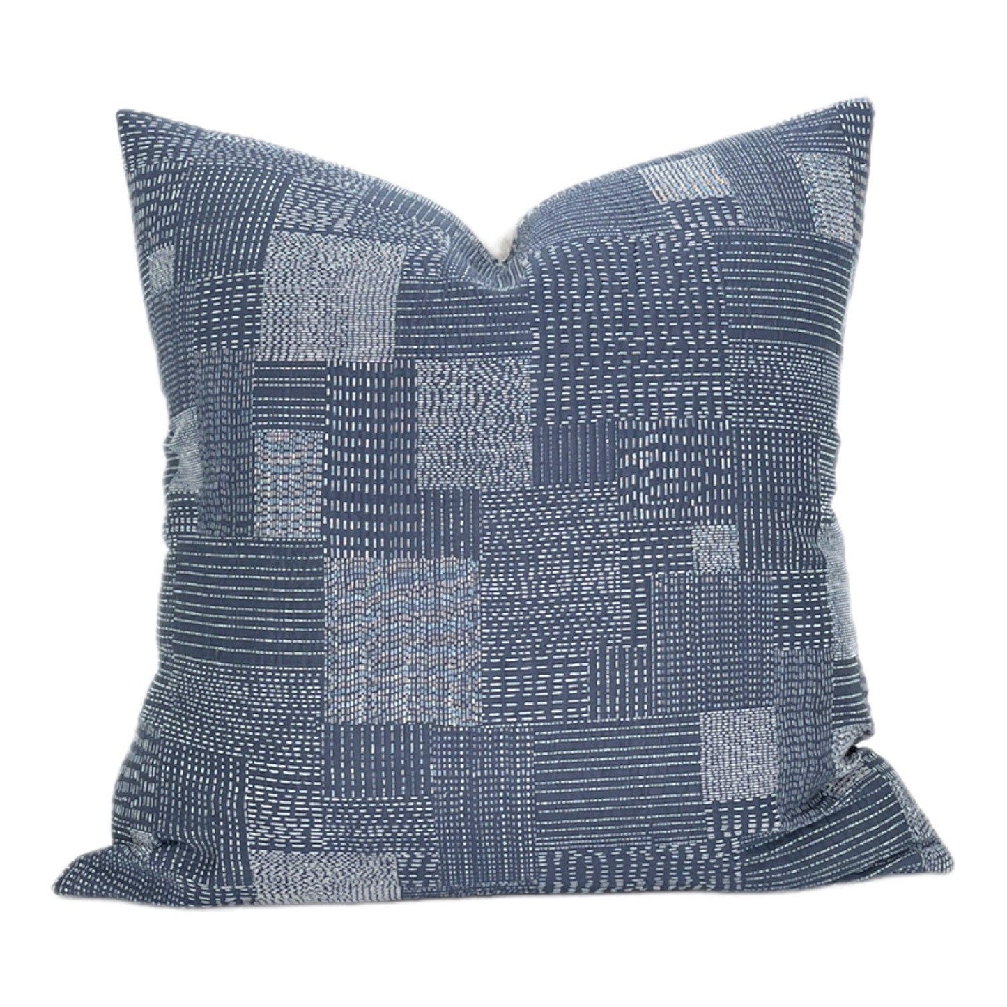 Designer Embroidered Indigo Patchwork Pillow Cover