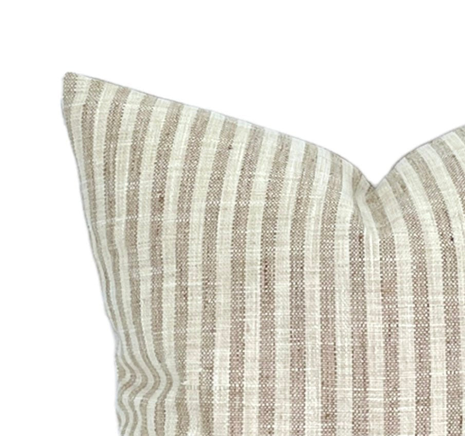 Designer Tan Railroad Stripe Pillow Cover