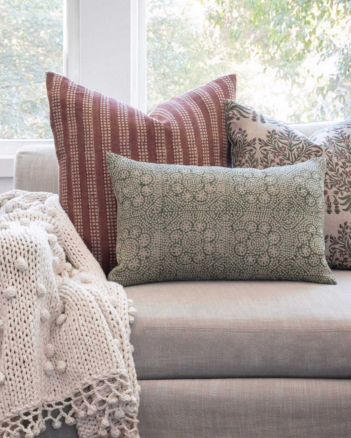 Designer Wisteria in Olive Pillow Cover