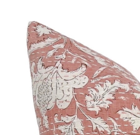 Designer "Bali" Block Print Kantha Quilted Pillow Cover