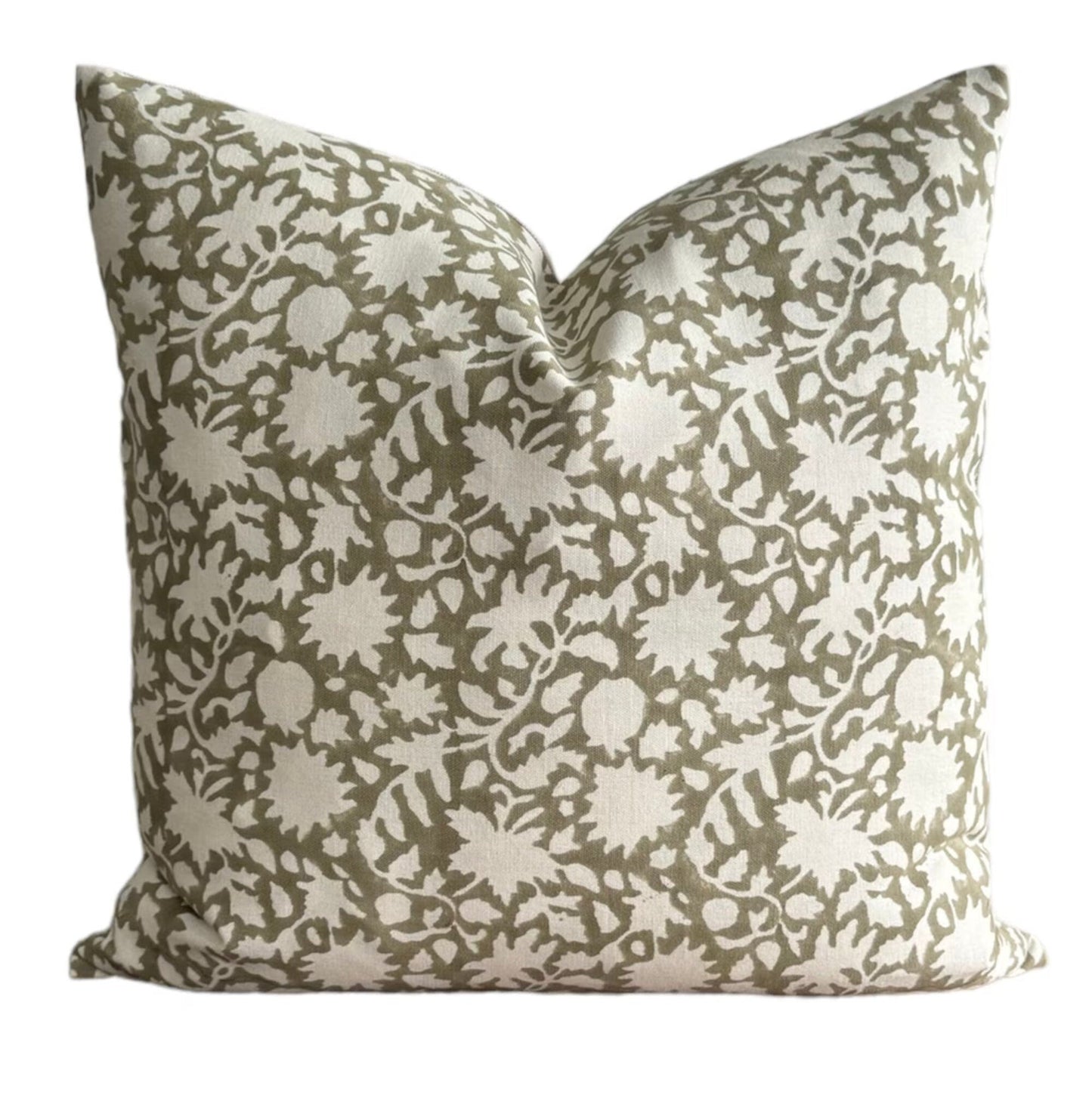 Designer Mili Block Floral Pillow Cover in Celery