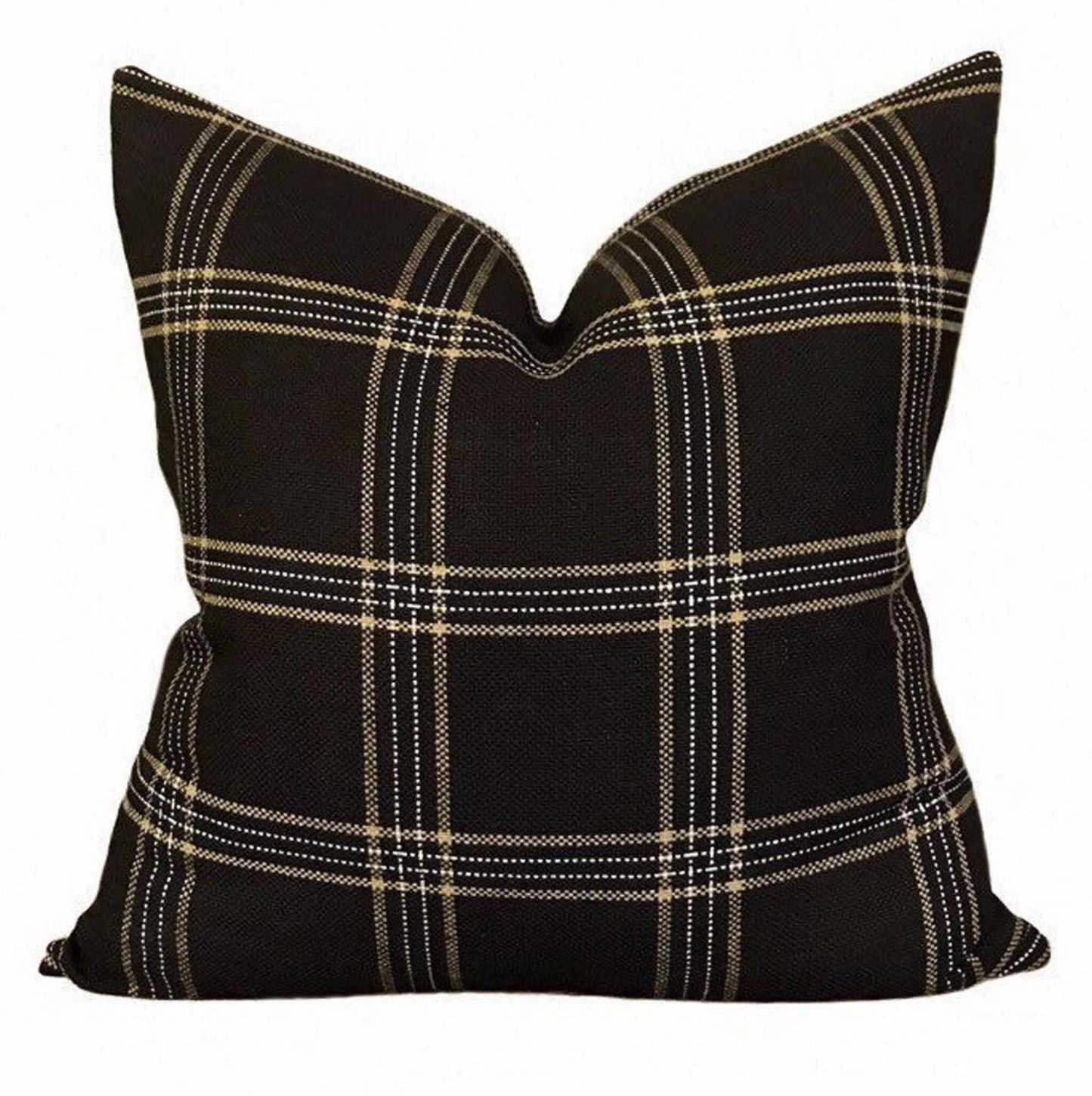 Kufri Dundee Plaid Pillow in Black, Sand and Natural