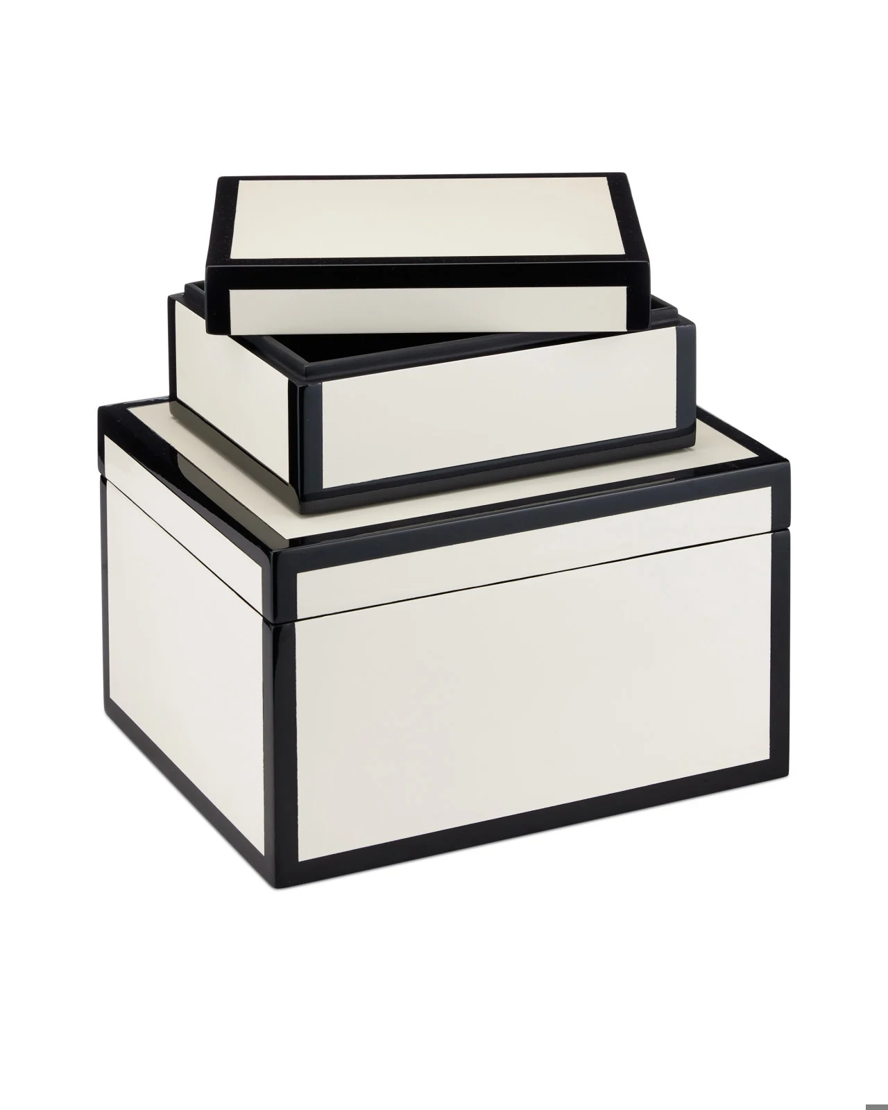 Ivory Lacquer Box Set of 2