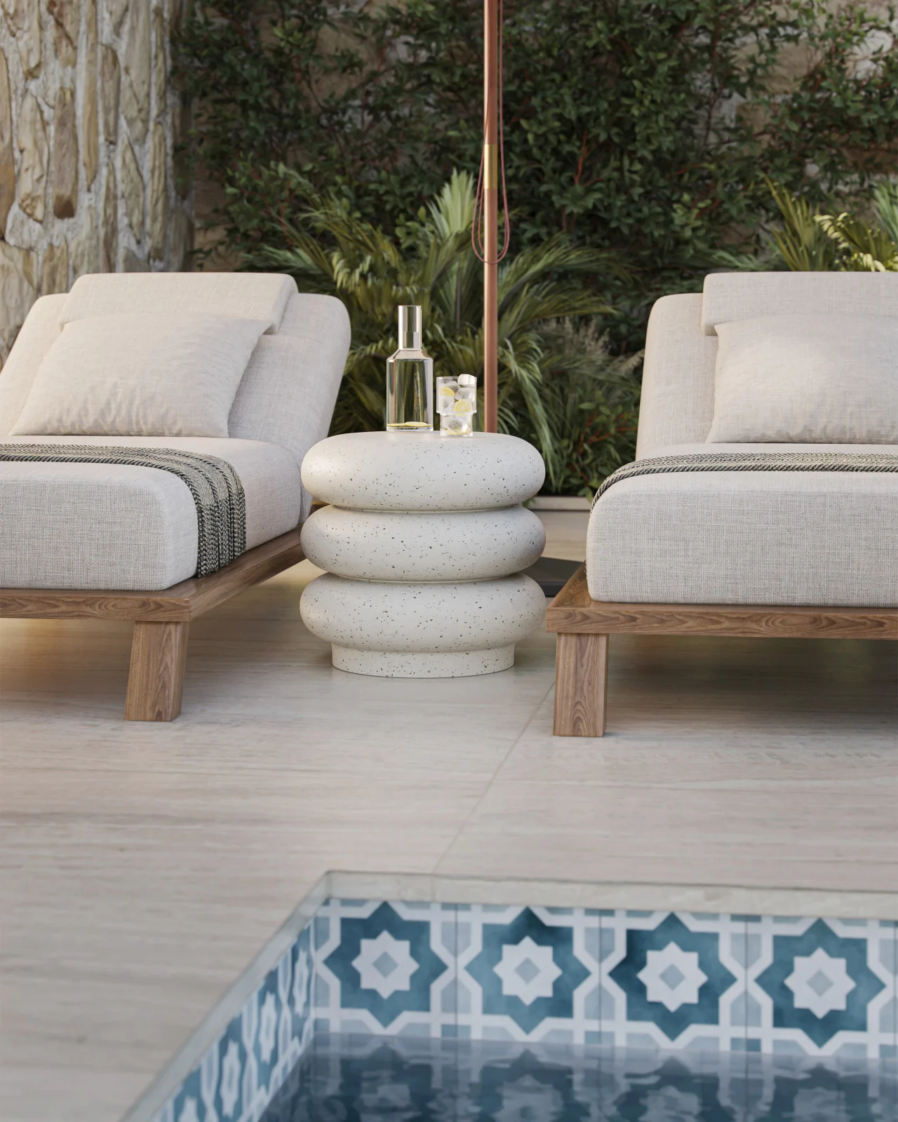 Cusani Ivory Terrazzo Stool