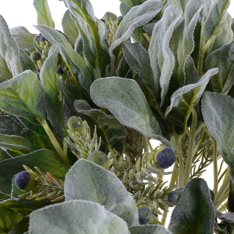 ARTIFICIAL LAMB'S EAR/PROTEA/EUPHORBIA ARRANGEMENT IN GLASS