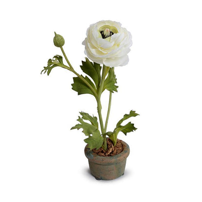 ARTIFICIAL WHITE RANUNCULUS IN MINI POT