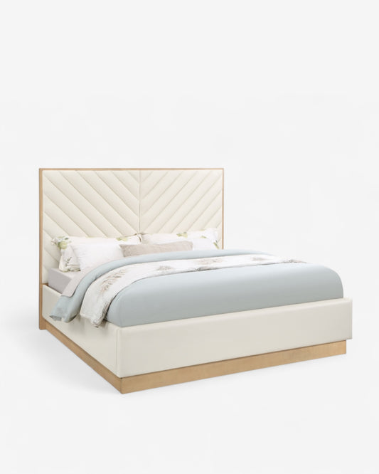 Zeke Vegan Leather Bed - Cream