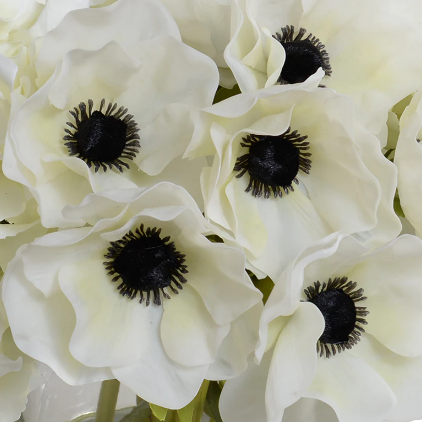 ARTIFICIAL WHITE ANEMONE HYDRANGEA - 12"H