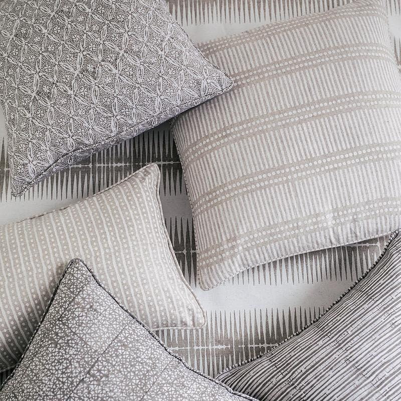 Walter G Textiles Designer Pillows Dash Dot Chalk Linen