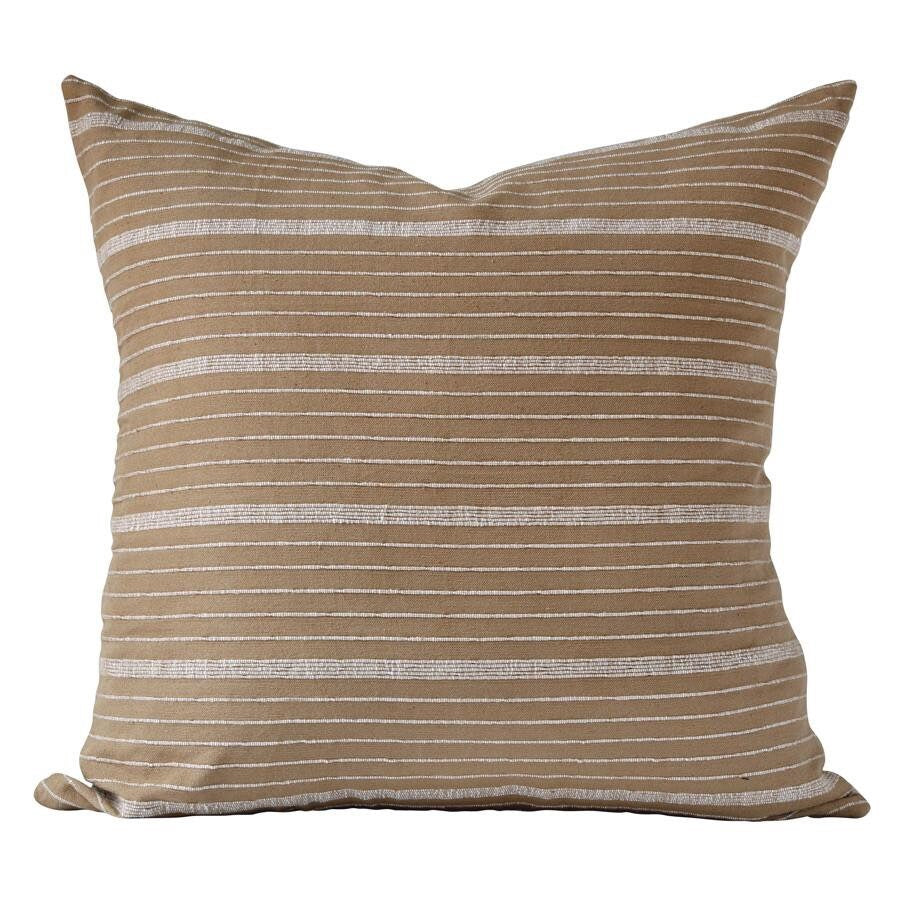 Kufri Cusco Stripe Designer Pillows in Sand