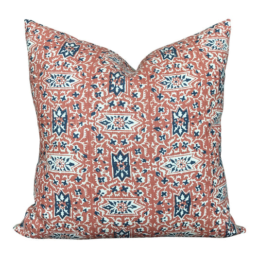 Carolina Irving Cordoba Designer Pillows in Cinnamon/Indigo