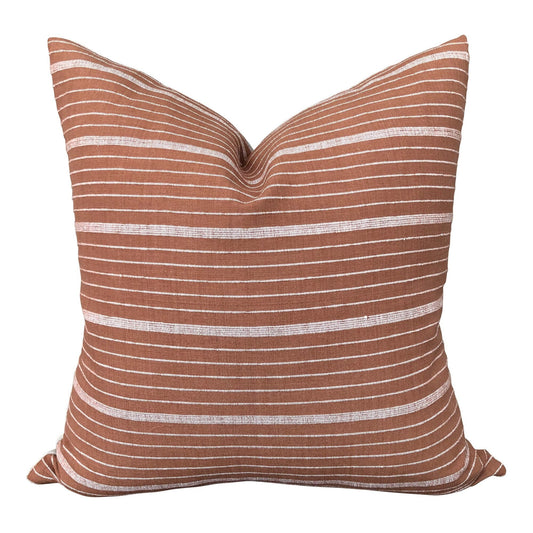 Kufri Cusco Stripe Designer Pillow in Terracotta