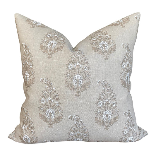 Double Sided Designer Katie Leede Mughal Gardens Pillow in Dove