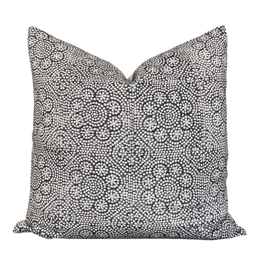 Designer Wisteria in Black Linen Pillow Cover