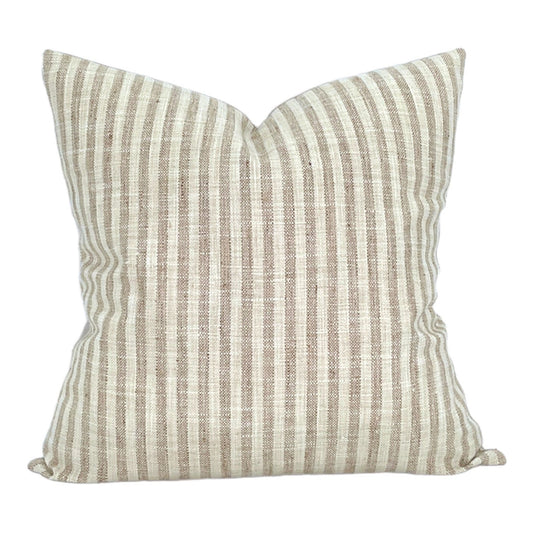 Designer Tan Railroad Stripe Pillow Cover