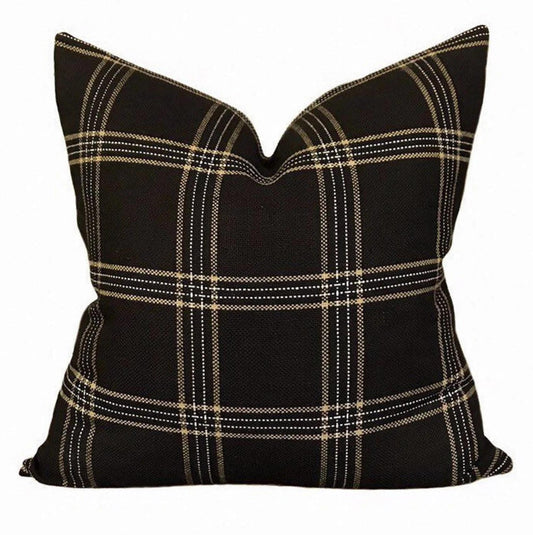 Kufri Dundee Plaid Pillow in Black, Sand and Natural