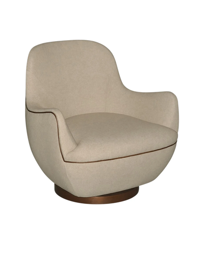 Brene Walnut Swivel Armchair | Felton Oatmeal